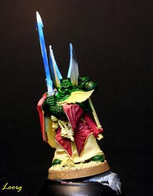 Detalle de frente de Balthasar de la caja de Warhammer 40000: Venganza Oscura