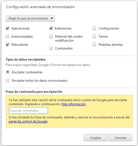 Configurando la sincronización