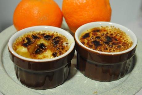 Crème brûlèe de mandarina con chocolate