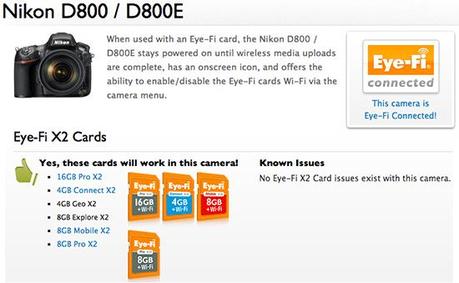 Eye-Fi, nikon D800, D800E, actualización, wi-fi tarjeta, tarjeta sd con wi-fi