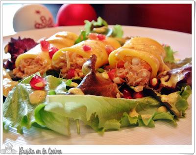 Canelones de mango con buey de mar