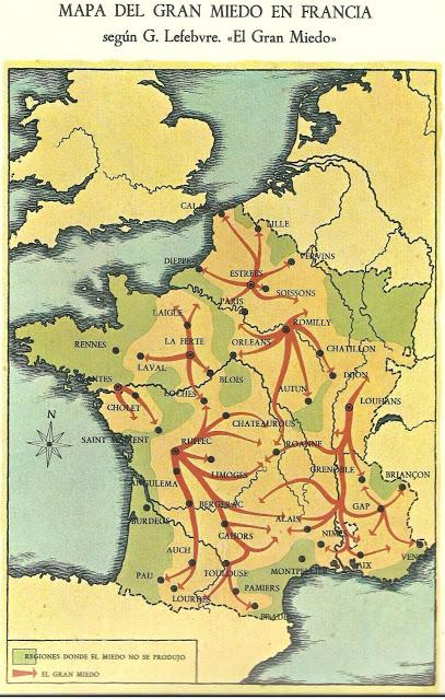 Mapa del Gran Miedo en Francia (creartehistoria)