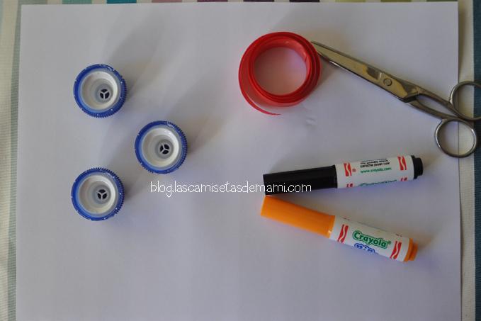 DIY muñeco de nieve hecho con tapones