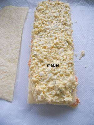 Tarta salada tipo el Corte Ingles con pionono de arroz (apto)