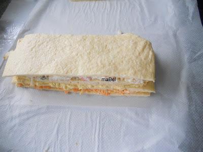 Tarta salada tipo el Corte Ingles con pionono de arroz (apto)