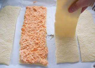 Tarta salada tipo el Corte Ingles con pionono de arroz (apto)