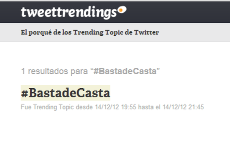 #BastadeCasta ¡¡Lo conseguimos!!