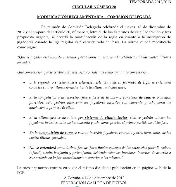 CIRCULAR 20 DE LA F.G.F. !OJO AL CAMBIO!
