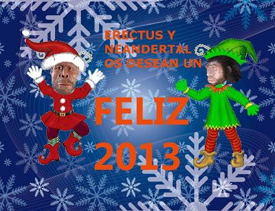 Felicitación navideña de unos homínidos.