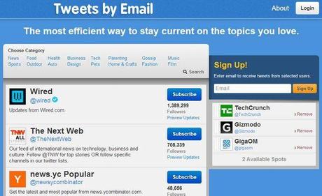 Tweets by Email, te permite recibir los tweets de una cuenta de Twitter en tu email tweets-by-email-1