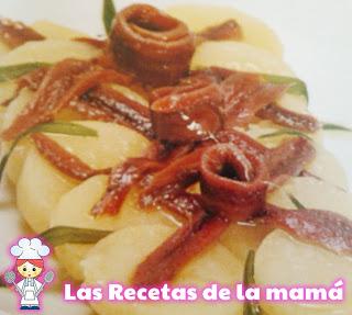 Receta de entrante anchoas con patatas
