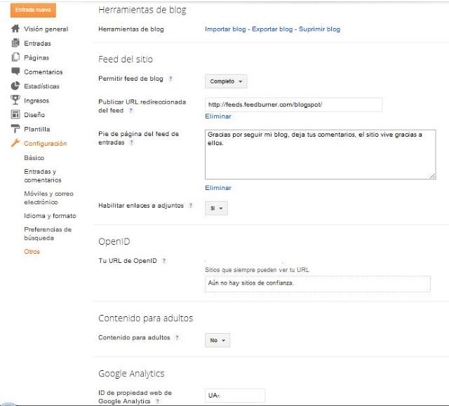 Blogger configuración