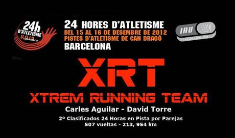 El XTREM RUNNING TEAM segundo clasificado en las 24 horas Atletismo en Pista por Parejas de Can Dragó (Barcelona) con 507 vueltas y 213, 954 km.... Competción certificada por la International Association of Ultrarunners