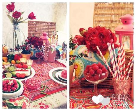 Detalle de la propuesta de decoración de mesas con inspiración en México