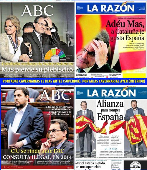 portadas caverna mediatica derechista españolista antes y despues