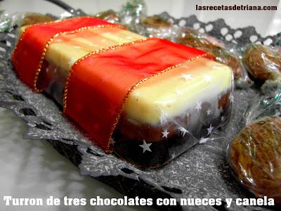 Turrón tres chocolates con nueces y canela...Feliz Navidad