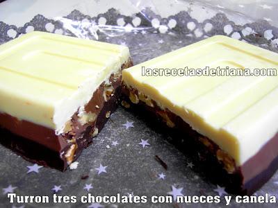 Turrón tres chocolates con nueces y canela...Feliz Navidad