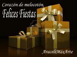 Felices Fiestas corazones de melocotón