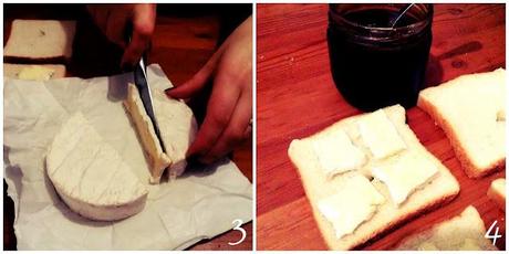 Triángulos de camembert con confitura de ciruela