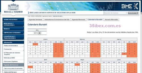 calendario-bursátil-diario-bolsa-madrid