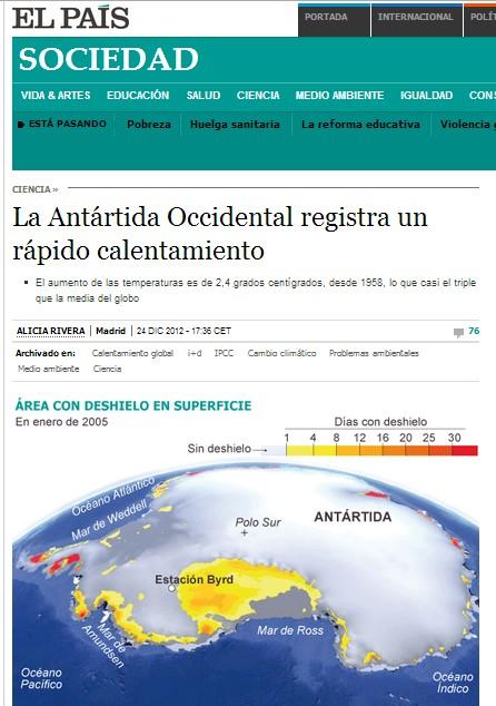 Calentamiento y deshielo en la Antártida