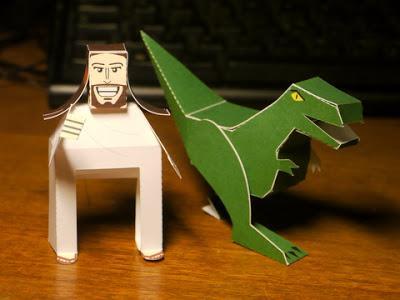 Jesus rides a dinosaur