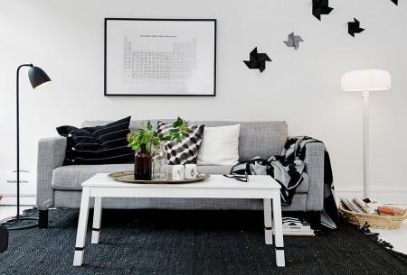 texturas en decoración suelo madera pintada blanco sofá ikea gris sillas ikea papel de pared arboles manta crochet negra blanca gris ladrillo visto cocina estilo nórdico escandinavo estilo nórdico estilo escandinavo dormitorio en blanco negro gris diseño de interiores diseño cocinas modernas blancas decoración pisos pequeños decoración nórdica decoración espacios pequeños decoración de pisos pequeños decoracion de interires decoración de cocinas modernas blancas decoración blanco negro gris cocinas negras 