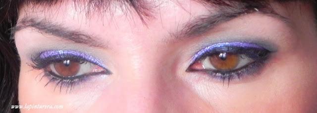 Look paso a paso con pigmentos y glitters.