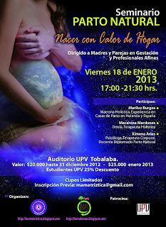 18 ENERO 2013. SEMINARIO: PARTO NATURAL, Nacer con Calor de Hogar. MaMatriztica