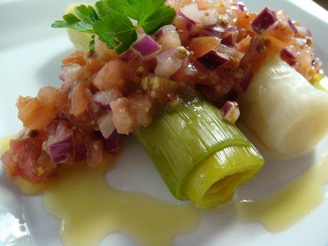 Puerros con Vonagreta de Mostaza de Dijon