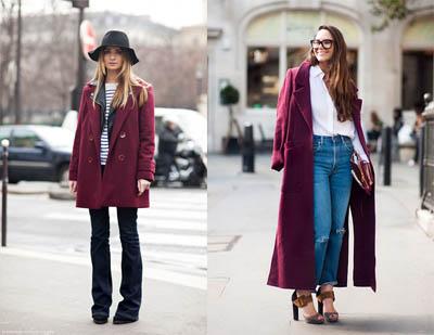 aw12 abrigo burgundy street style Prendas de la temporada: abrigo burdeos