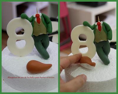 Modelando a Jerónimo Stilton para una tarta fondant