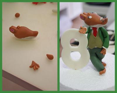 Modelando a Jerónimo Stilton para una tarta fondant