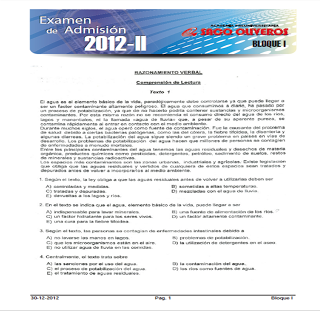 Examen de Admisión Universidad Nacional del Callao (UNAC 2012-II)