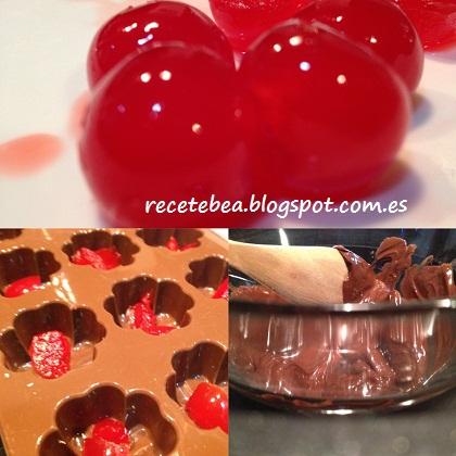 Bombones con cereza y crocanti