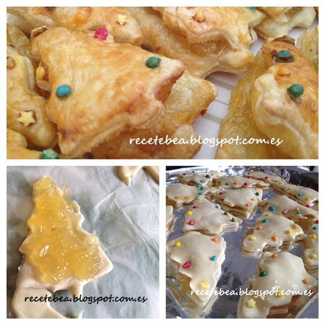 Arbolitos de hojaldre con cabello de angel