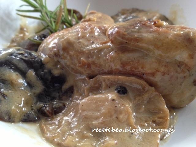 Codornices estofadas con setas