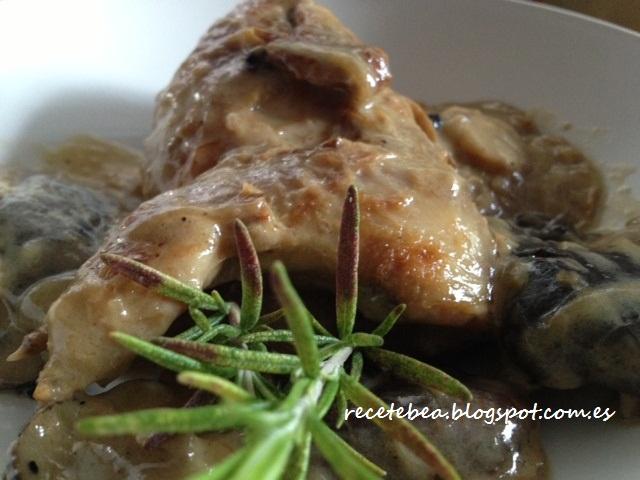 Codornices estofadas con setas