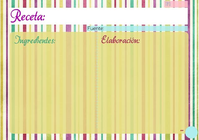 Imprimible: ficha para recetas