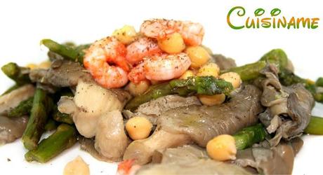 salteado, salteado de setas y gambas, ajos, recetas sanas, recetas de cocina, recetas light, curiosidades, chistes, humor, gambas