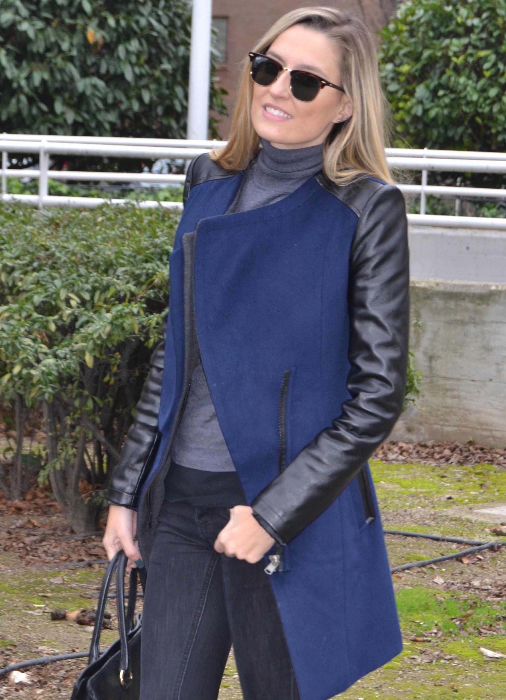 Wool and leater coat