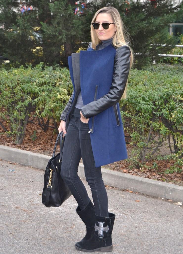 Wool and leater coat