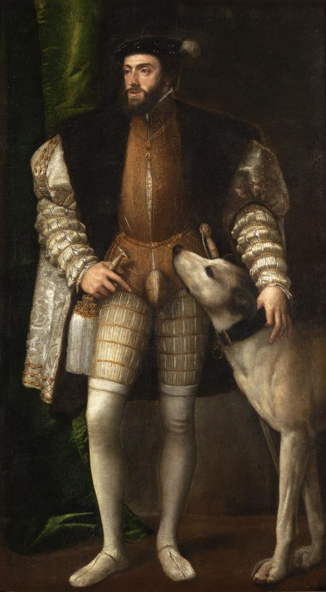 Tiziano Vecellio. Retrato de Carlos V con perro. 1533. Museo del Prado. Madrid.