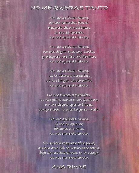 Mujeres con arte: No me quieras tanto