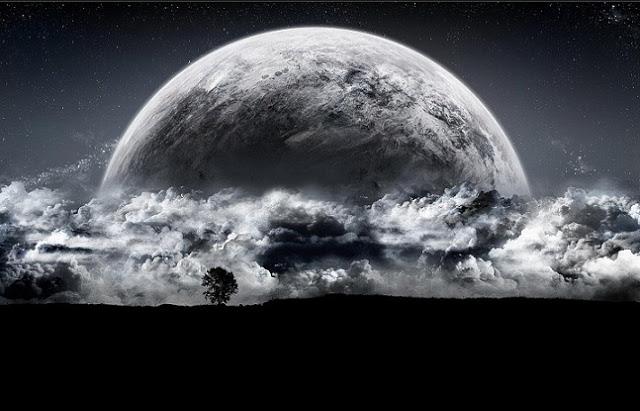 paisaje de noche con luna