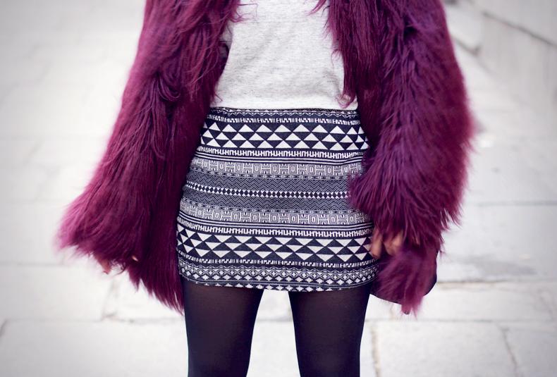 Fur Coat & Aztec Skirt