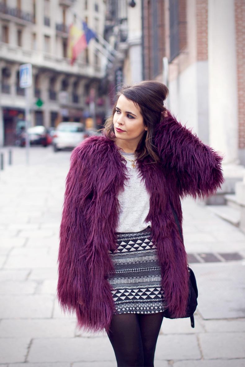 Fur Coat & Aztec Skirt