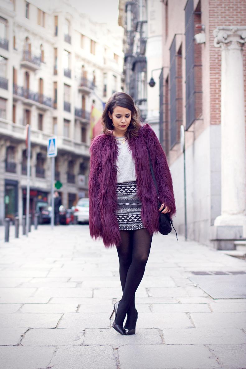 Fur Coat & Aztec Skirt