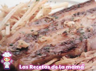 Receta de churrasco al ajillo con patatas paja