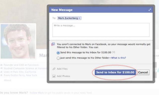 100 dólares para comunicarse con Mark Zuckerberg